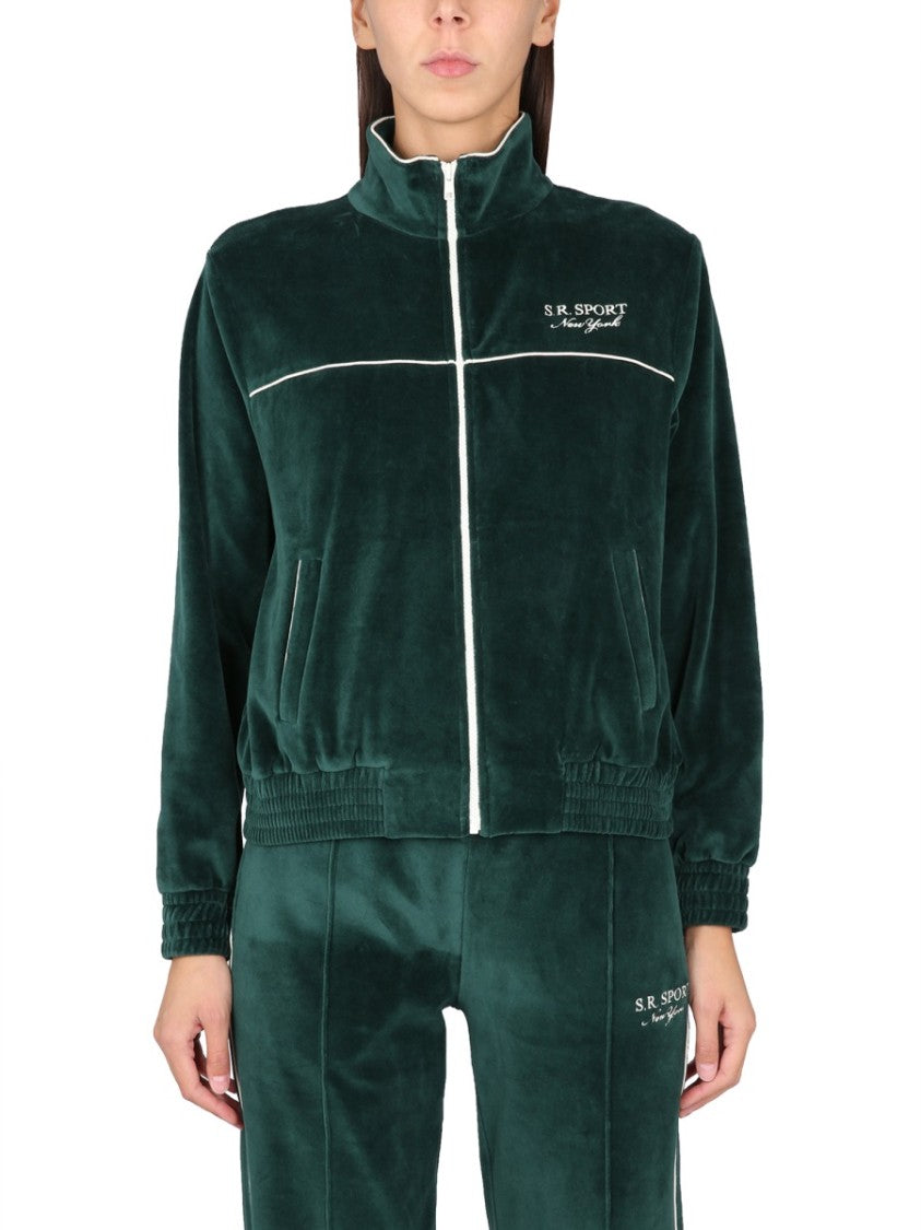 Sporty And Rich Full-Zip Sweatshirt With Plush Texture