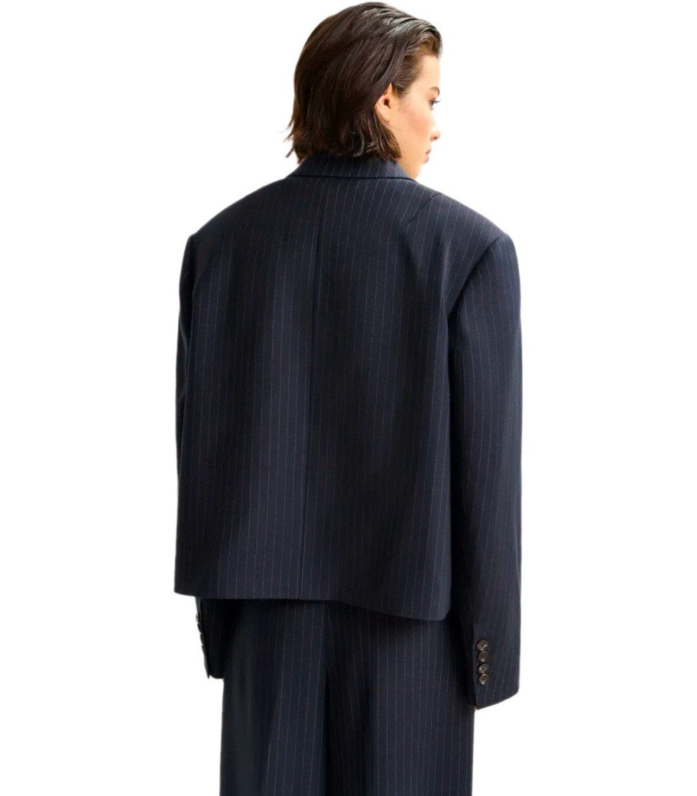 Essentiel Antwerp Itzle Navy Blue Cropped Blazer