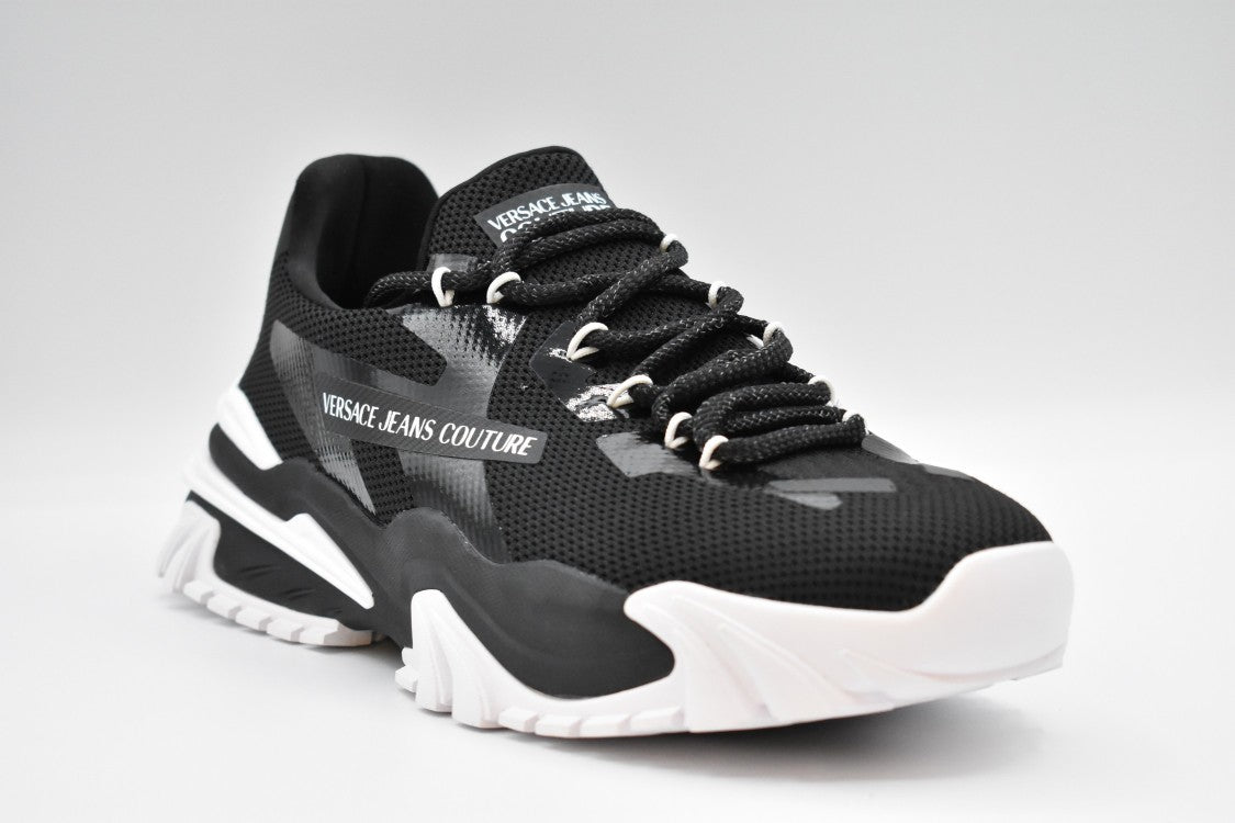 Versace Black And White Leather Sneakers