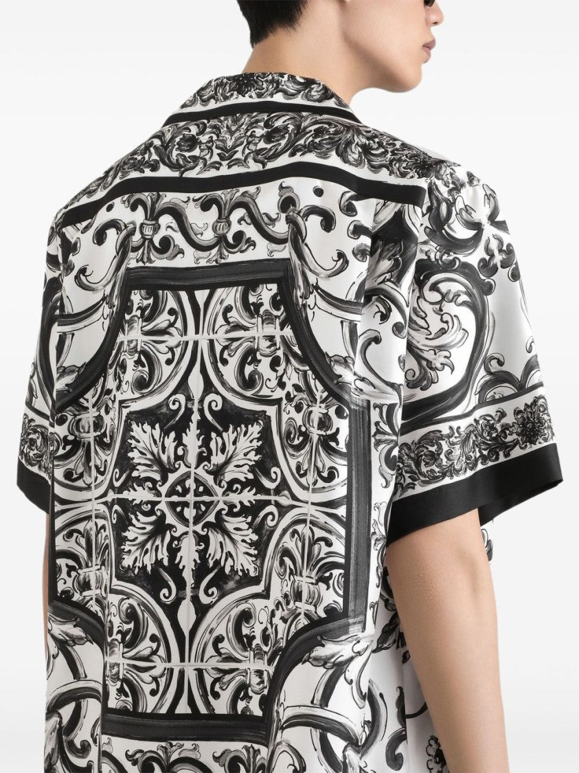 Dolce & Gabbana Silk Twill Hawaii Shirt With Maiolica Print