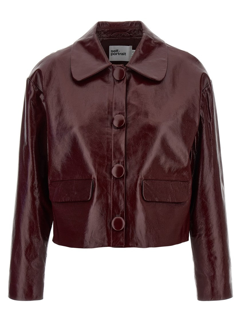 Self-Portrait Craqué Leather Jacket