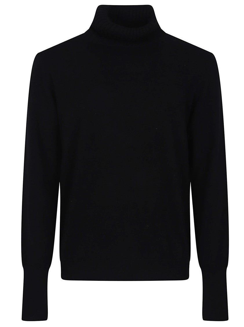 Ballantyne Black Cashmere Sweater With High Neckline