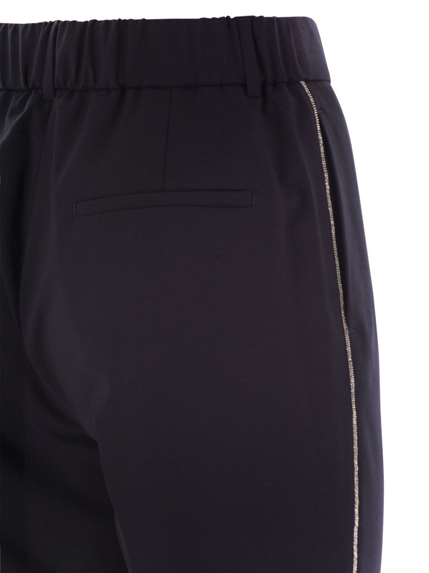 Peserico Virgin Wool Blend Trousers With Jewellery
