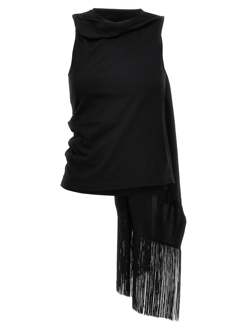 Mm6 By Maison Margiela Ribbed Cotton Jersey Draped Top