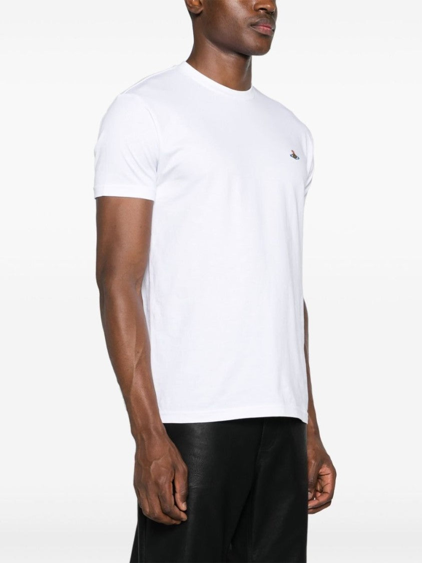 Vivienne Westwood White Cotton Crew Neck T-Shirt With Signature Orb Logo