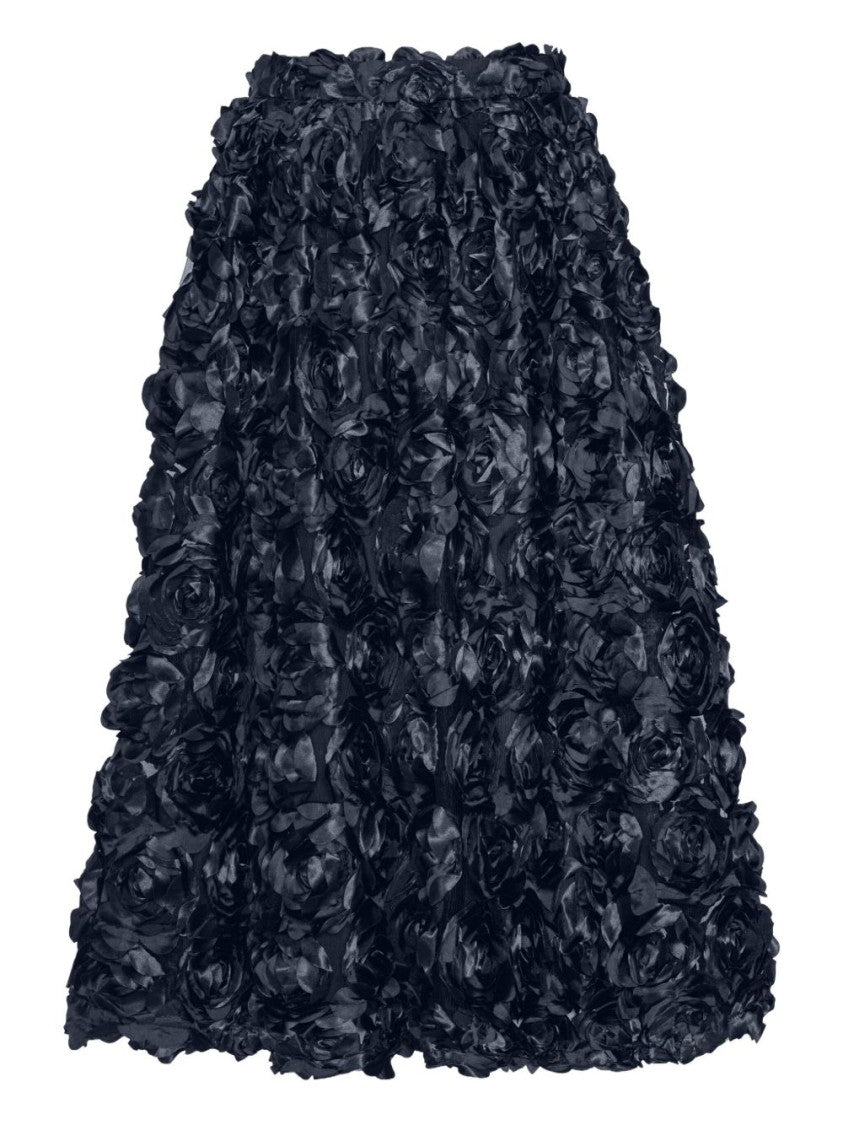 Rotate Layered Floral Appliqué Skirt With Lustrous Finish