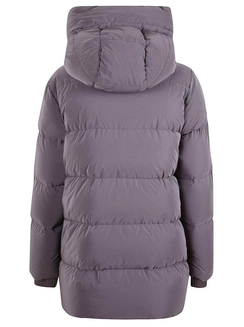 Moorer Cocoa Quilted Down Jacket With Adjustable Drawstring Hood