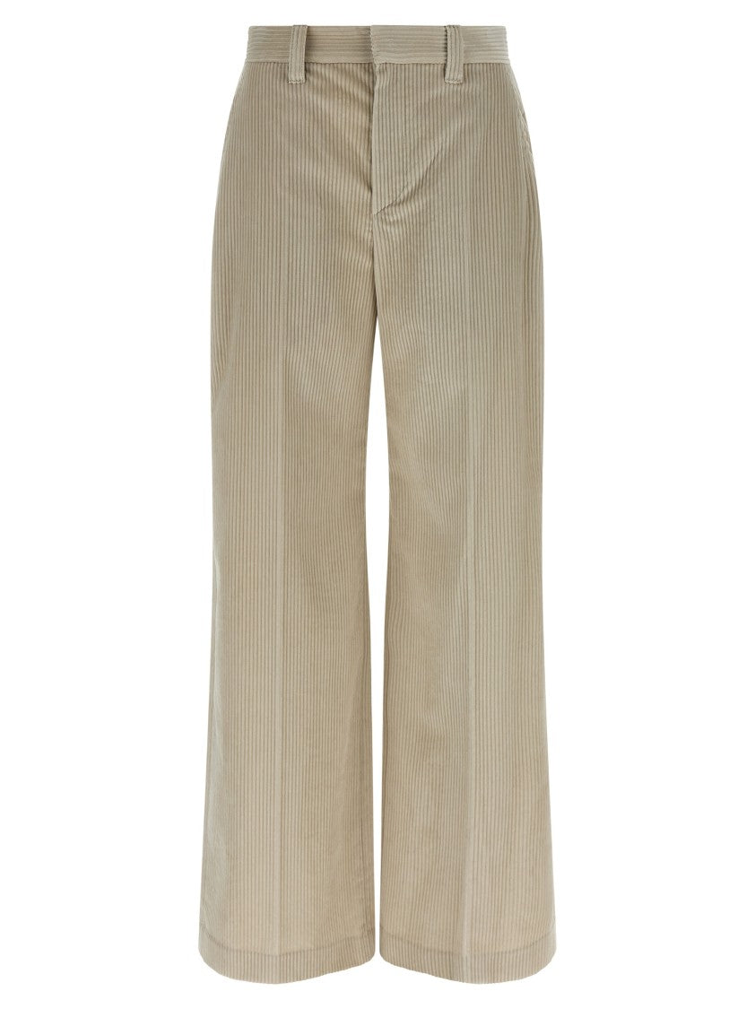 Brunello Cucinelli Wide-Leg Corduroy Trousers With Ironed Pleat