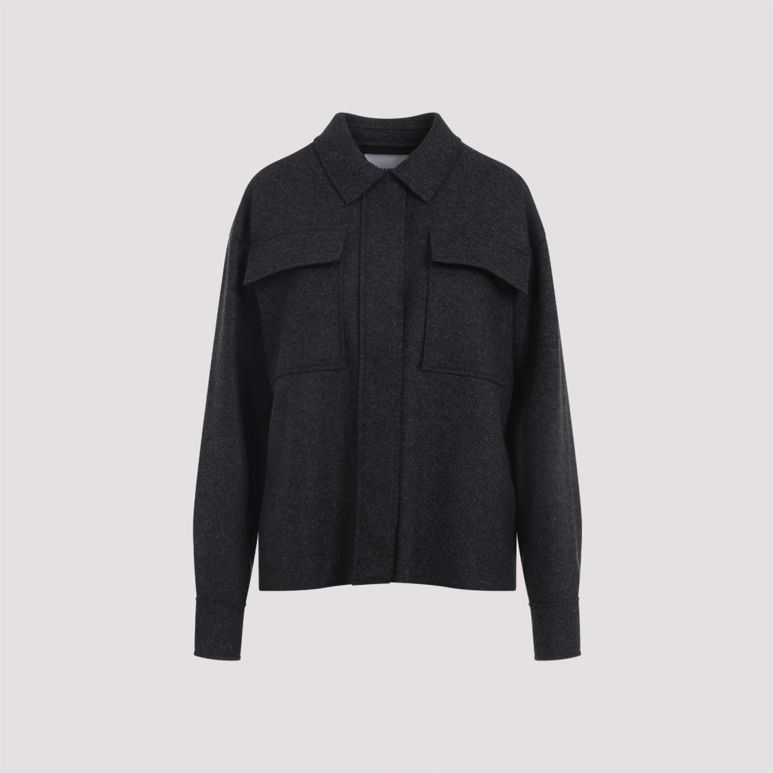 Jil Sander Classic Collar Black Wool Blend Top