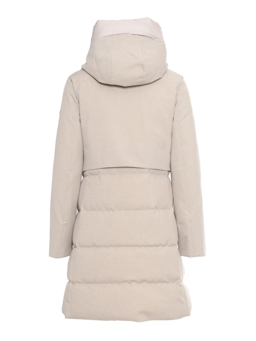 Duno Quilted Hooded Down Coat With Snaps And Drawstring