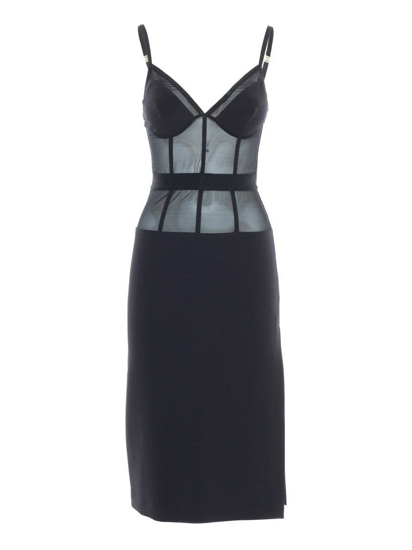 Elisabetta Franchi Midi Dress With Sheer Panels