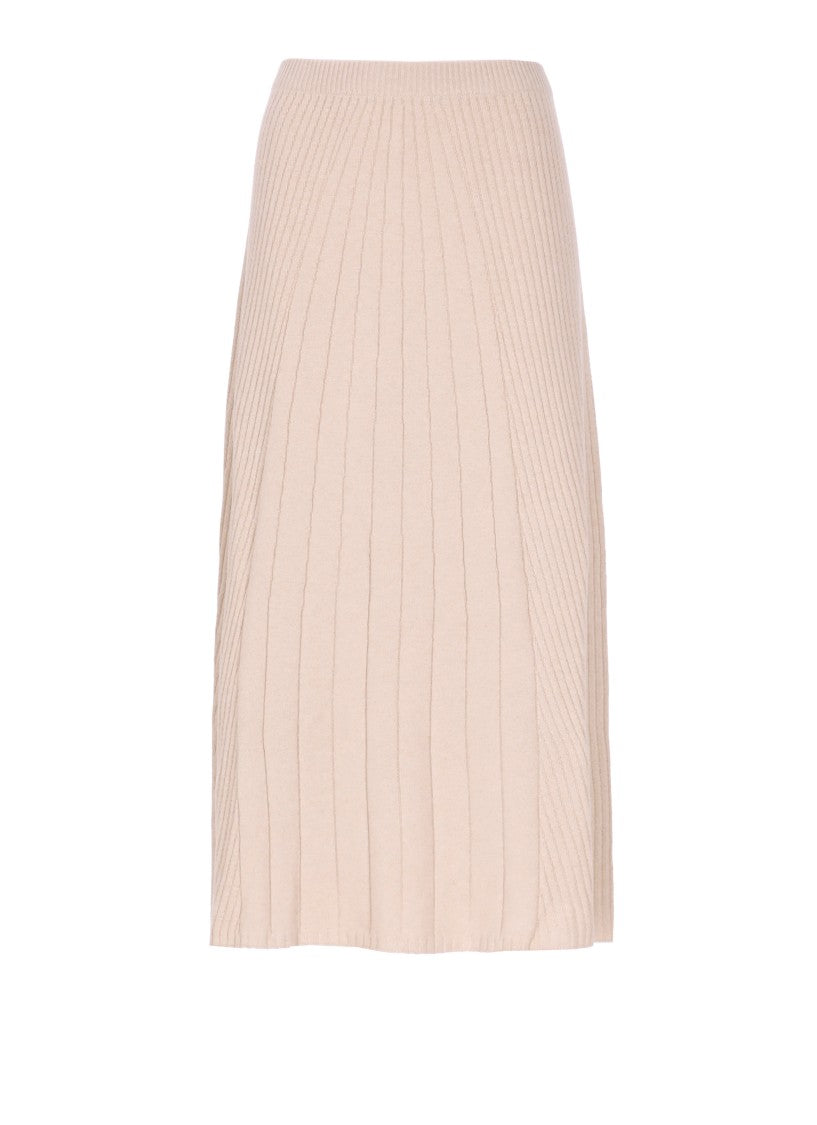 D. Exterior Beige Cashmere And Wool Midi Skirt