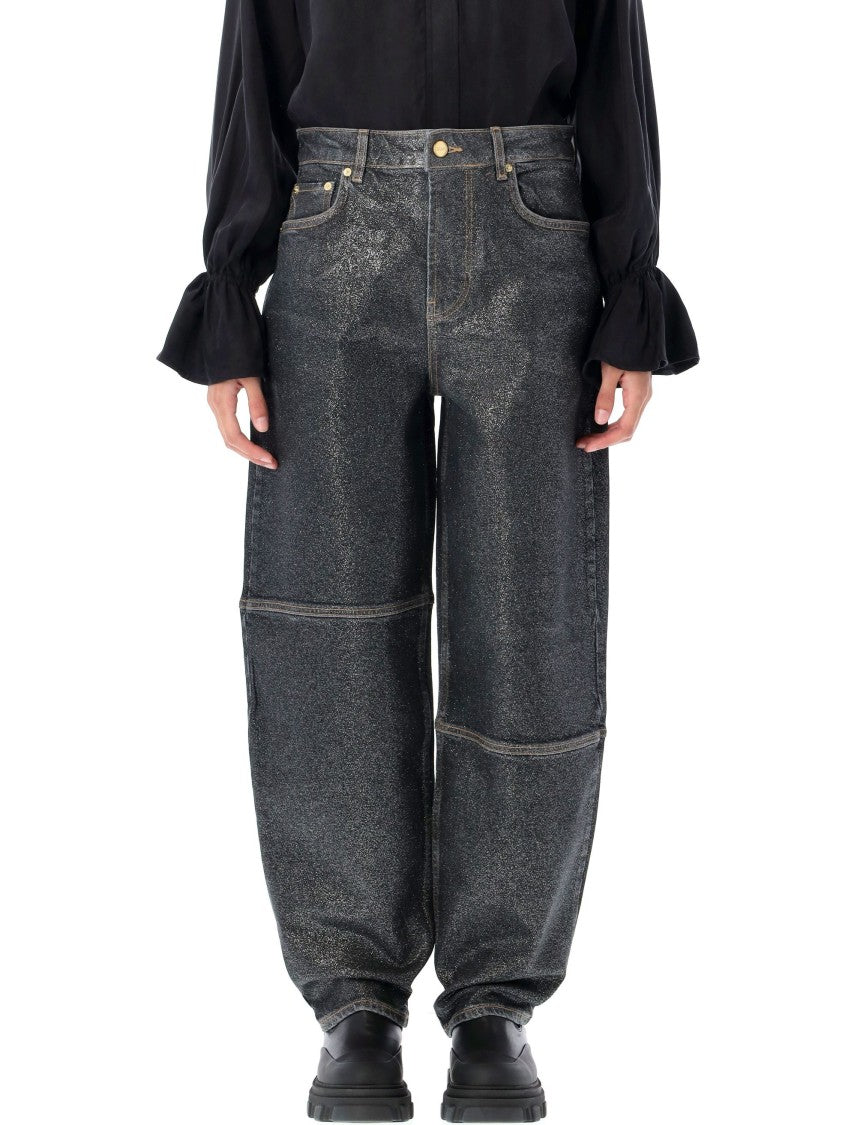 Ganni Loose-Fitting Foil Denim Pants