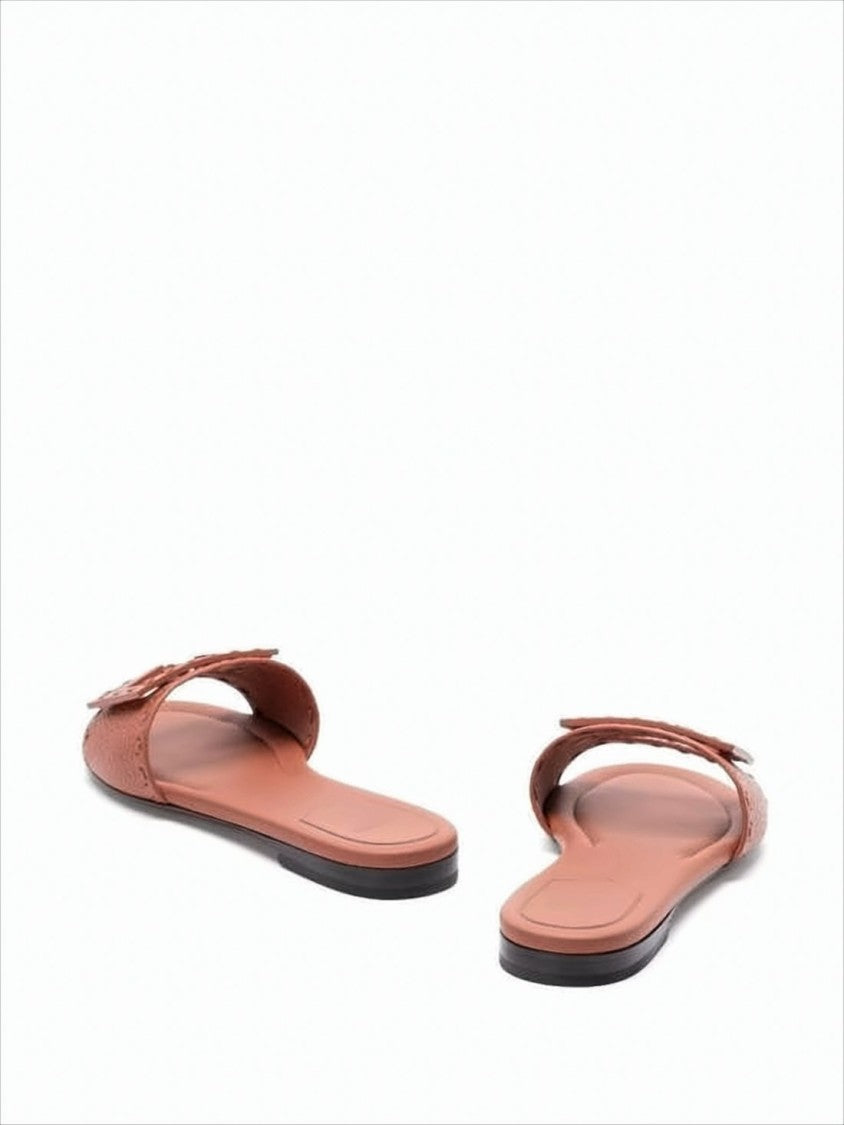 Fendi Textured Calf Leather Mule With Cut-Out Logo Buckle