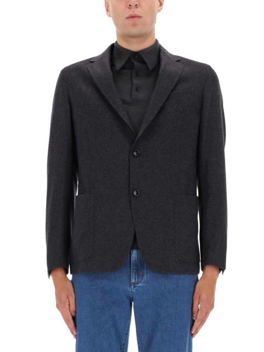 Zegna Tailored Grey Cashmere-Wool Blend Jacket With Minimal Seams