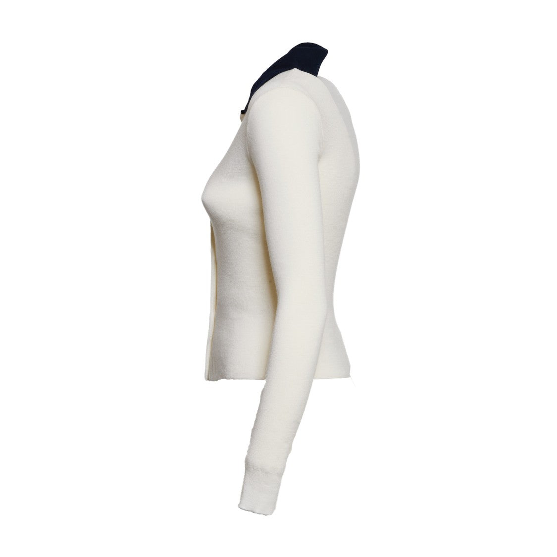 Self-Portrait Fitted Merino Wool Cardigan With Contrast Collar