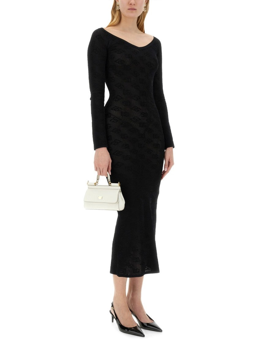 Dolce & Gabbana Jacquard Logo Sheath Dress