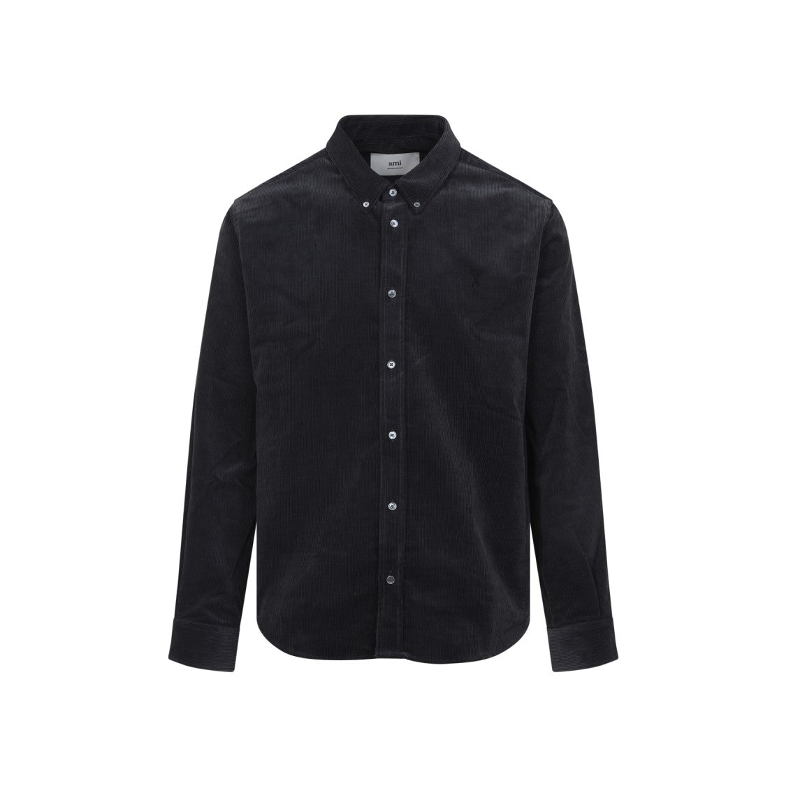Ami Black Cotton Shirt With Classic Button-Down Collar