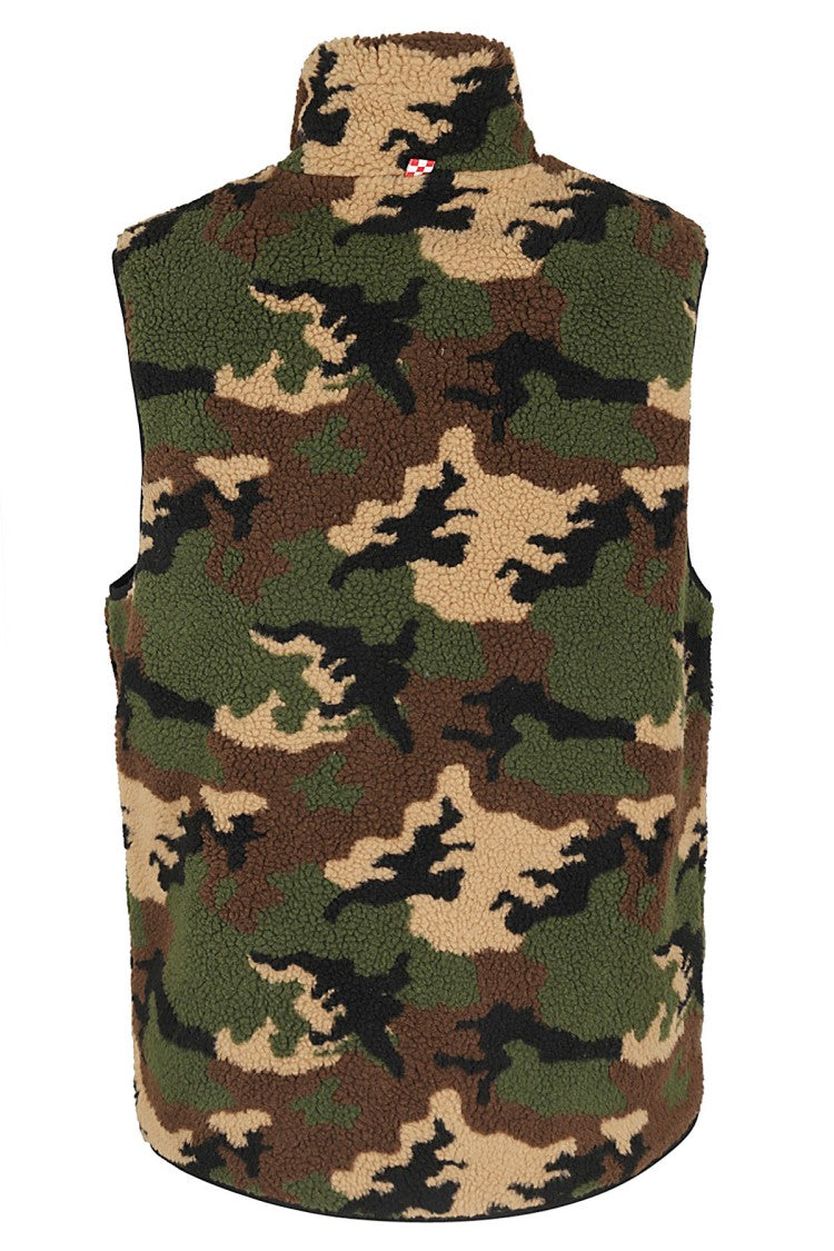 Mc2 Saint Barth Multicolor Camouflage Sherpa Vest With Multiple Pockets