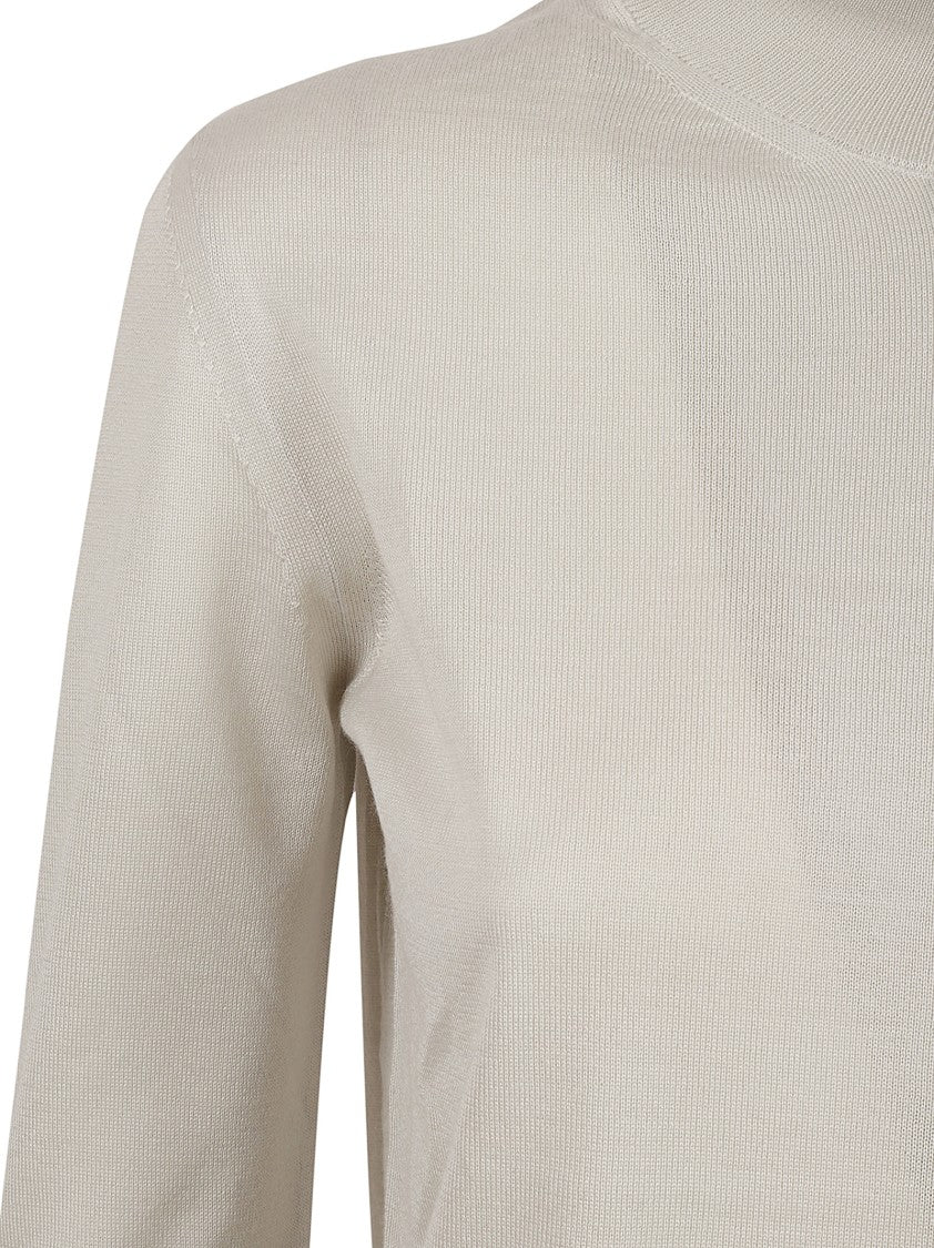 Tom Ford Fitted Silver Sweater With High Neckline