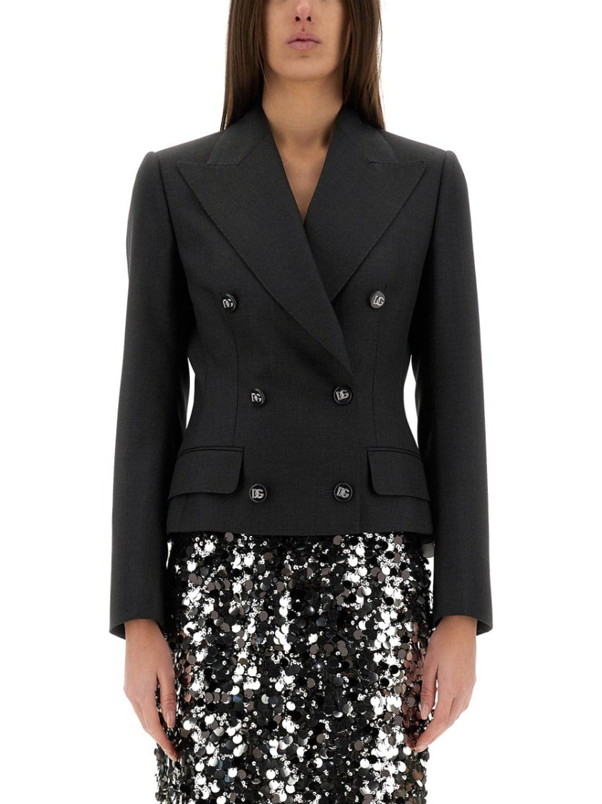 Dolce & Gabbana Double-Breasted Jacket With Dg Logo Buttons