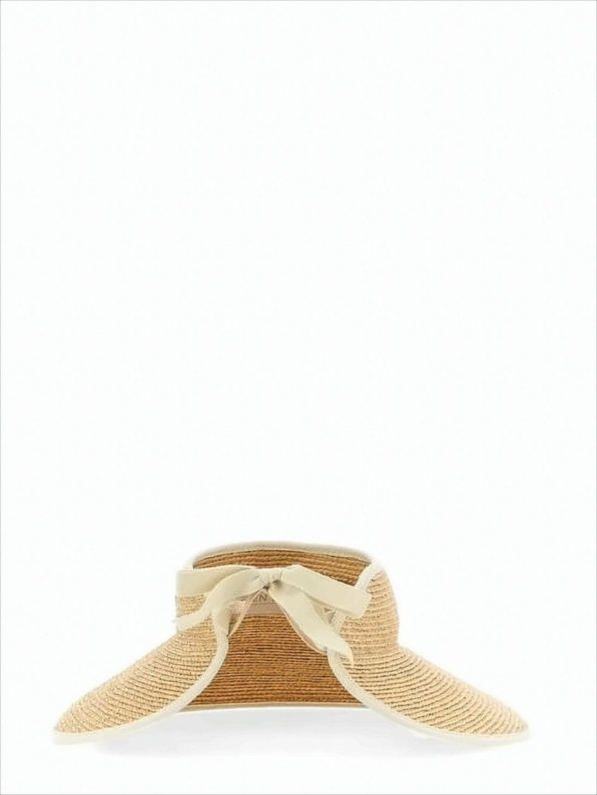 Helen Kaminski Wide-Brimmed Raffia Visor Hat With Bow Detail