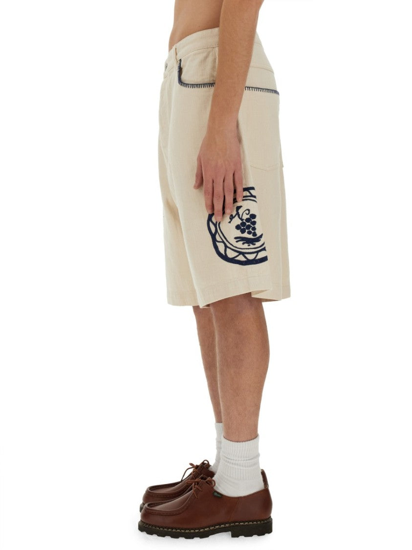 Drôle De Monsieur Relaxed Fit Cotton Bermuda Shorts