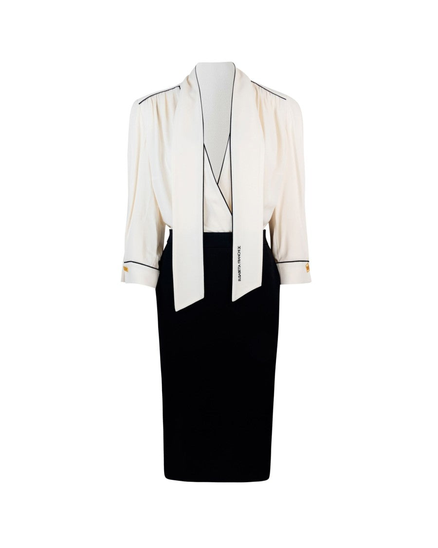 Elisabetta Franchi Georgette And Crêpe Dress With Piping