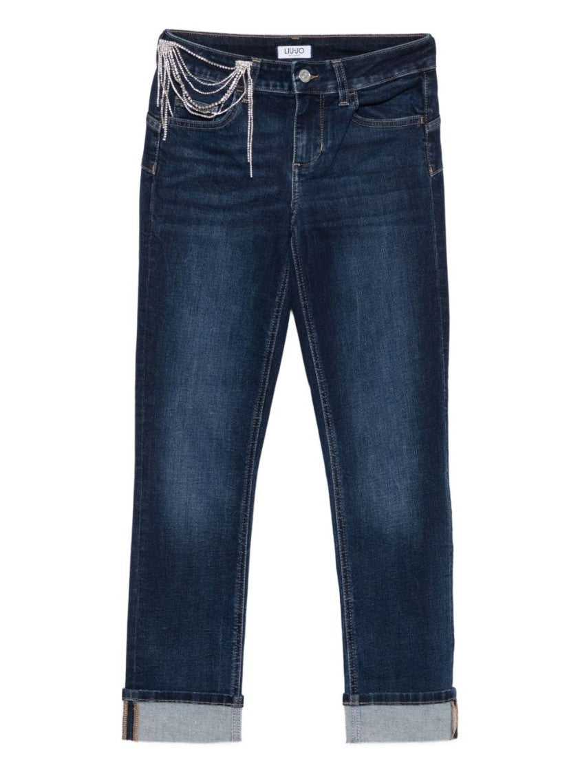 Liu Jo Slim Fit Cropped Dark Blue Denim Jeans