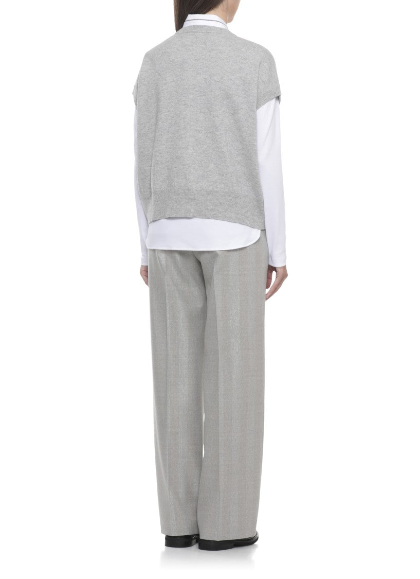 Peserico Grey Wool And Silk Vest