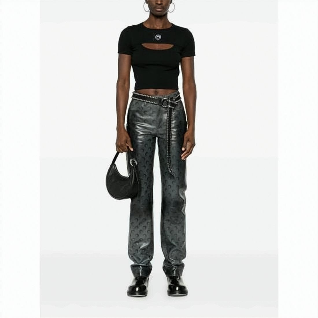 Marine Serre Fitted Crop Top With Unique Cut-Out Detail