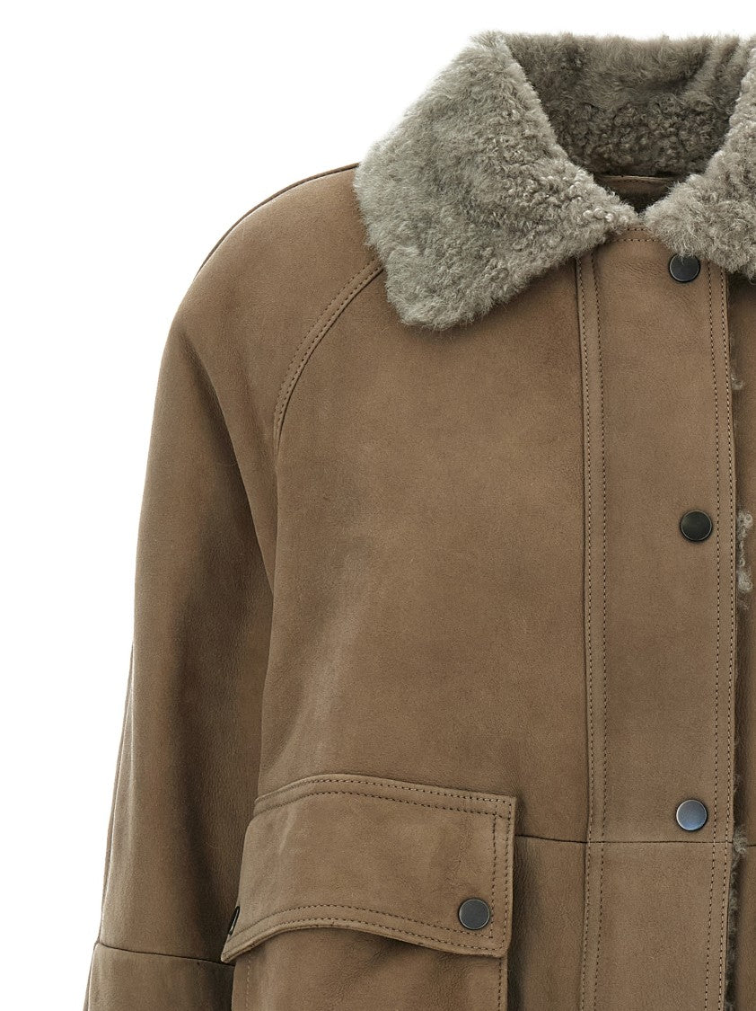 Brunello Cucinelli Brown Fuzzy Nappa Jacket