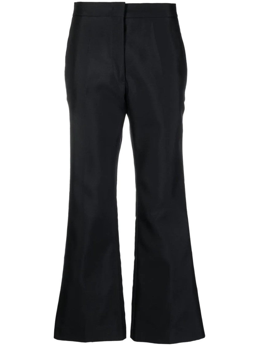 Jil Sander Tailored Blue Trousers With Flared Hem And Concealed Closure