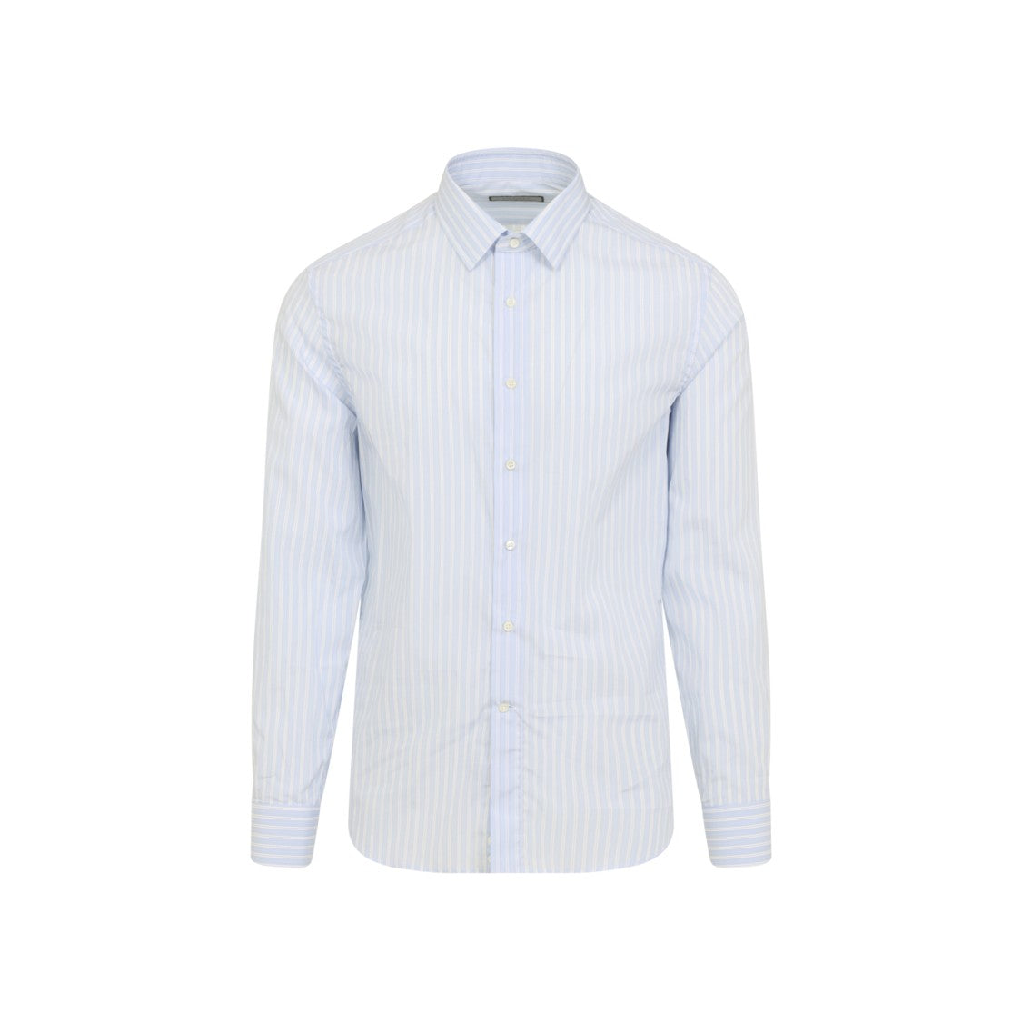 Canali Light Blue Cotton Formal Shirt With Subtle Stripes