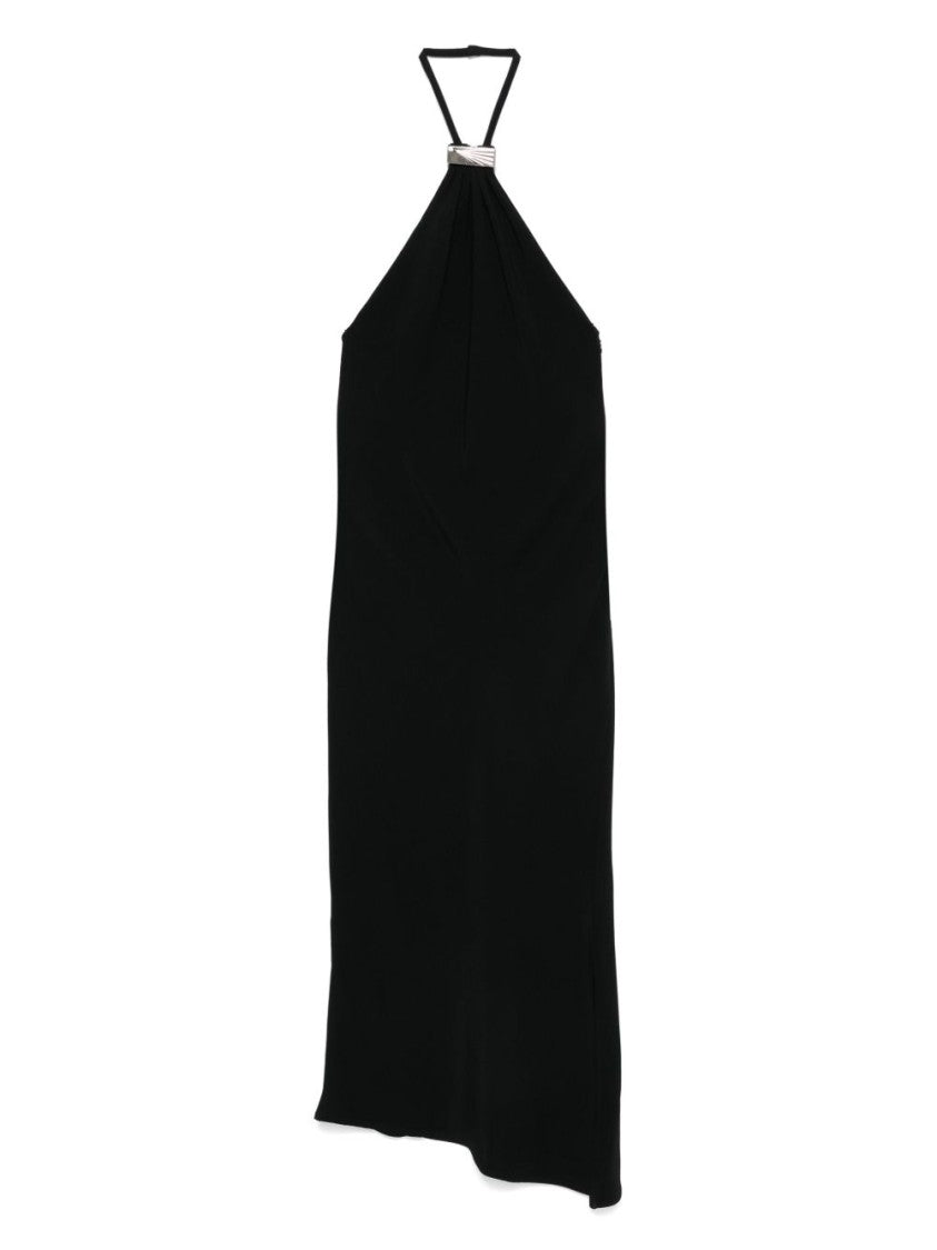 The Attico Black Midi Dress With Halter Neckline