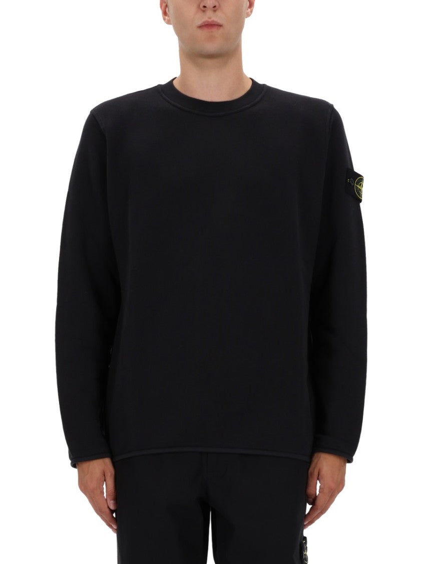 Stone Island Relaxed Fit Black Cotton Sweatshirt
