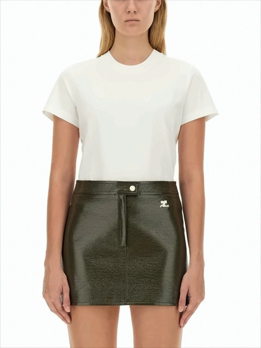 Courrèges Short-Sleeve Cotton T-Shirt With Crew Neckline