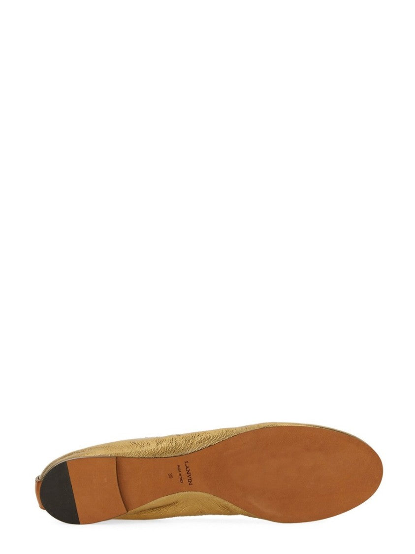 Lanvin Gold Leather Ballerina Flats