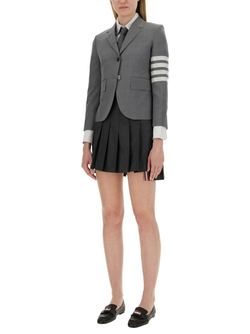 Thom Browne Button-Down Collar Shirt With Subtle Striped Pattern