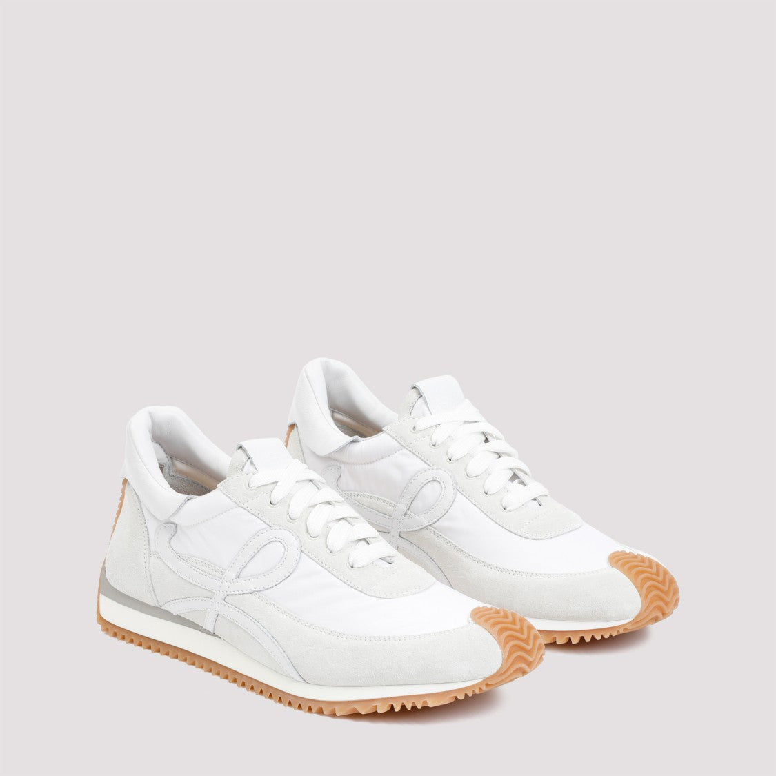 Loewe White Leather And Suede Sneakers