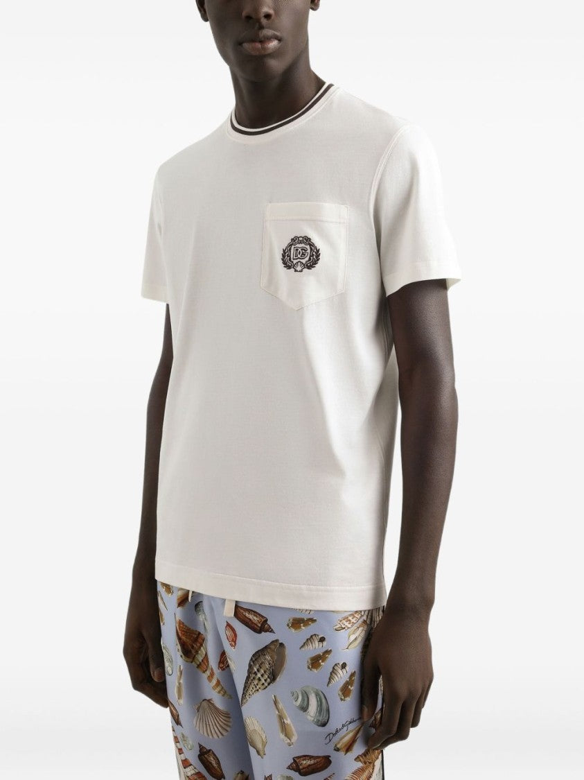 Dolce & Gabbana Embroidered Logo T-Shirt With Contrasting Trim