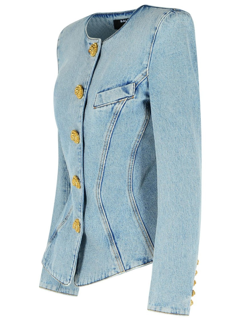 Balmain Light Blue Cotton Jacket
