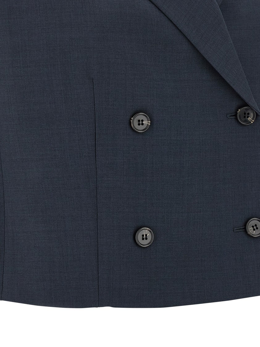 Theory Slightly Cropped Double-Breasted Vest With Peak Lapels