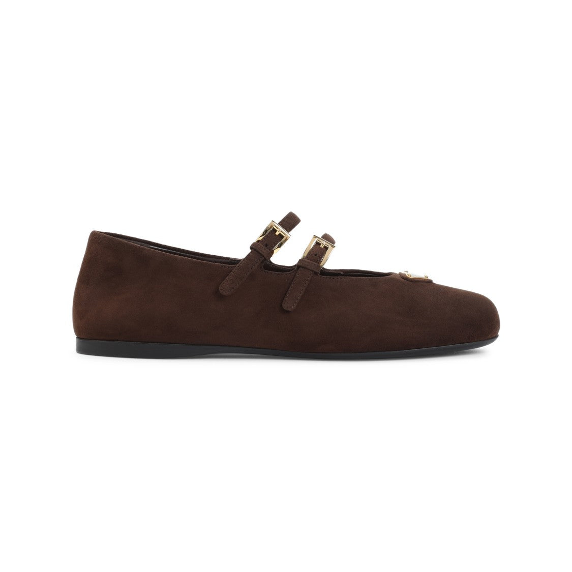 Prada Rich Brown Suede Ballerina Flats