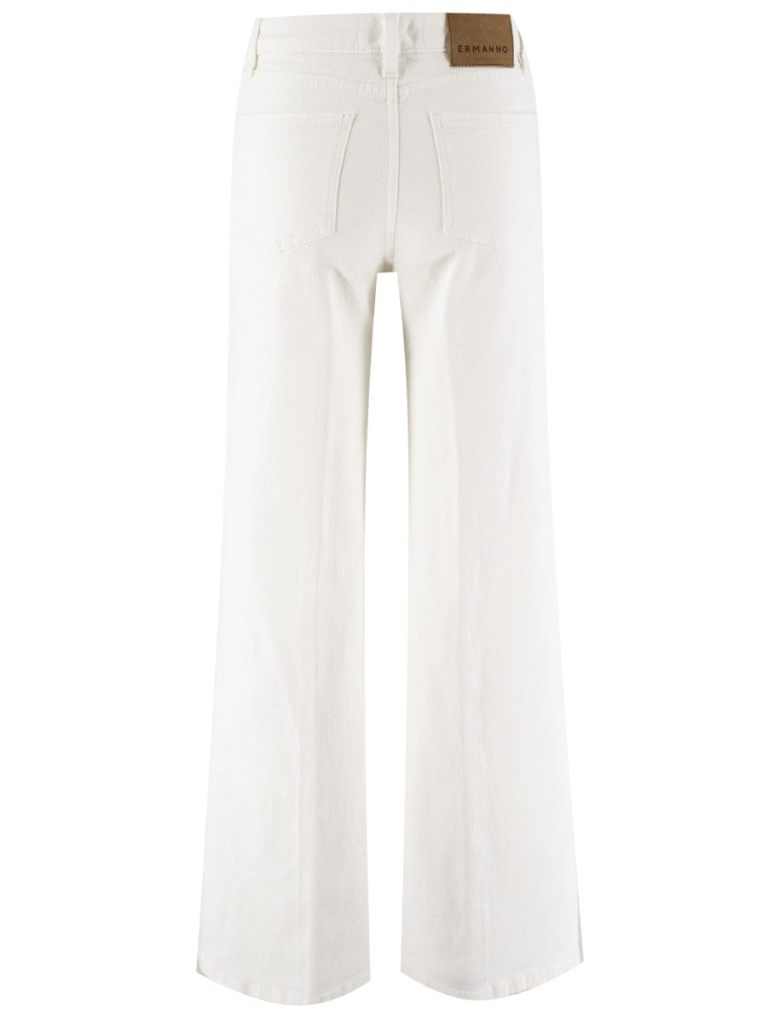 Ermanno Firenze Wide-Leg Trousers With Floral Appliqué Sequins