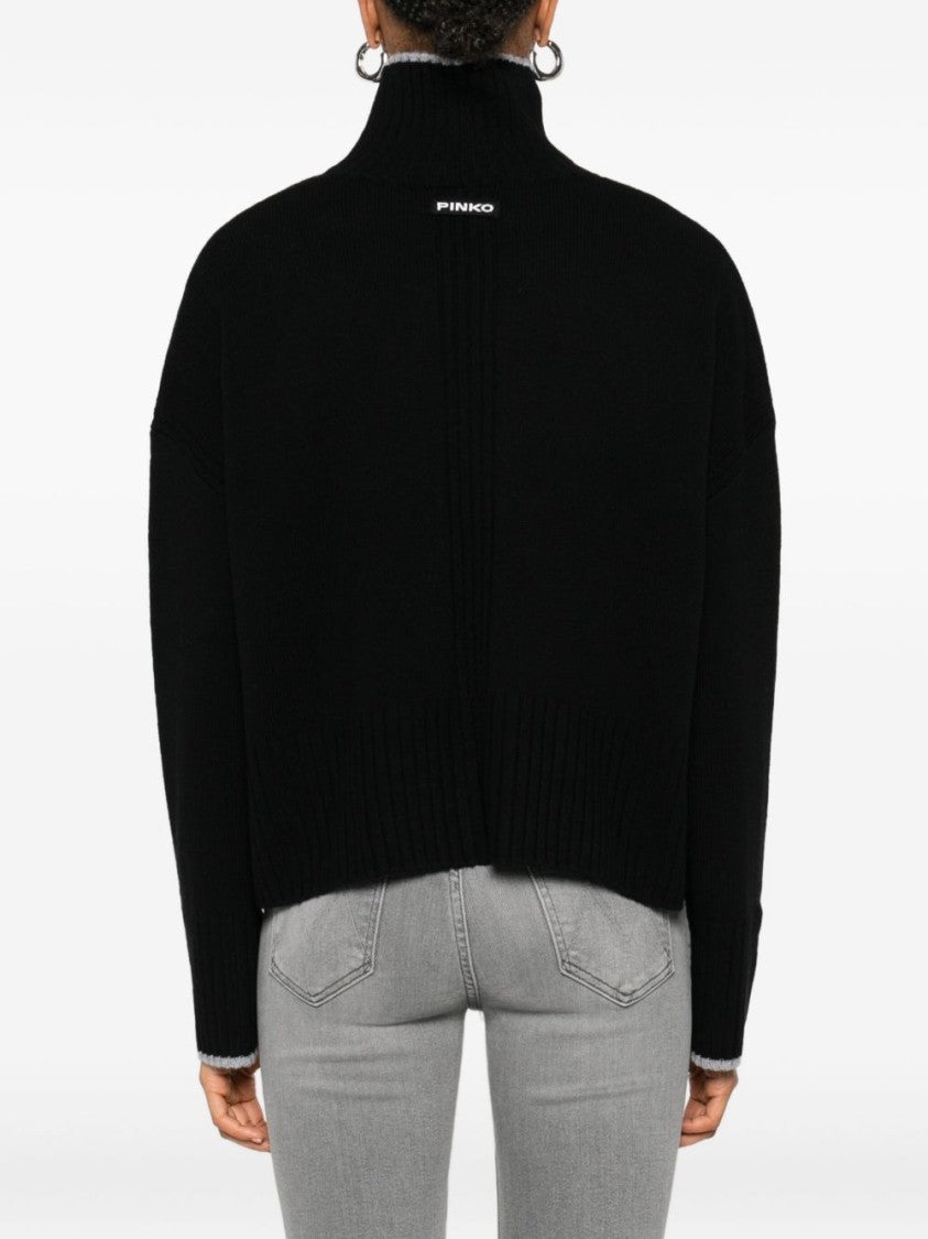 Pinko Loose-Fitting Sweater With High Ribbed Neckline