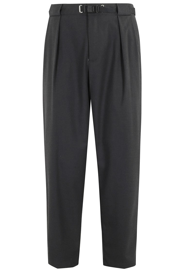 White Sand Relaxed Fit Pants With Adjustable Waistband And Flap Pockets