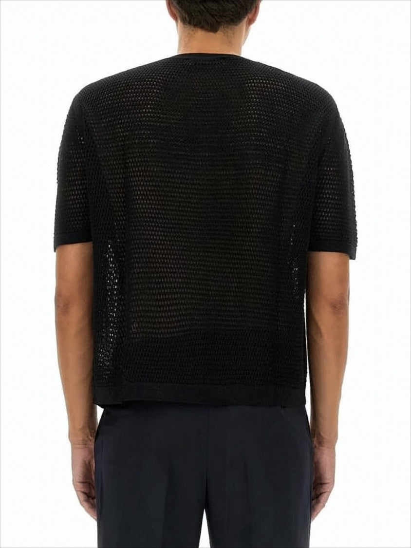 Vivienne Westwood Open-Knit Short Sleeve Sweater With Embroidered Logo