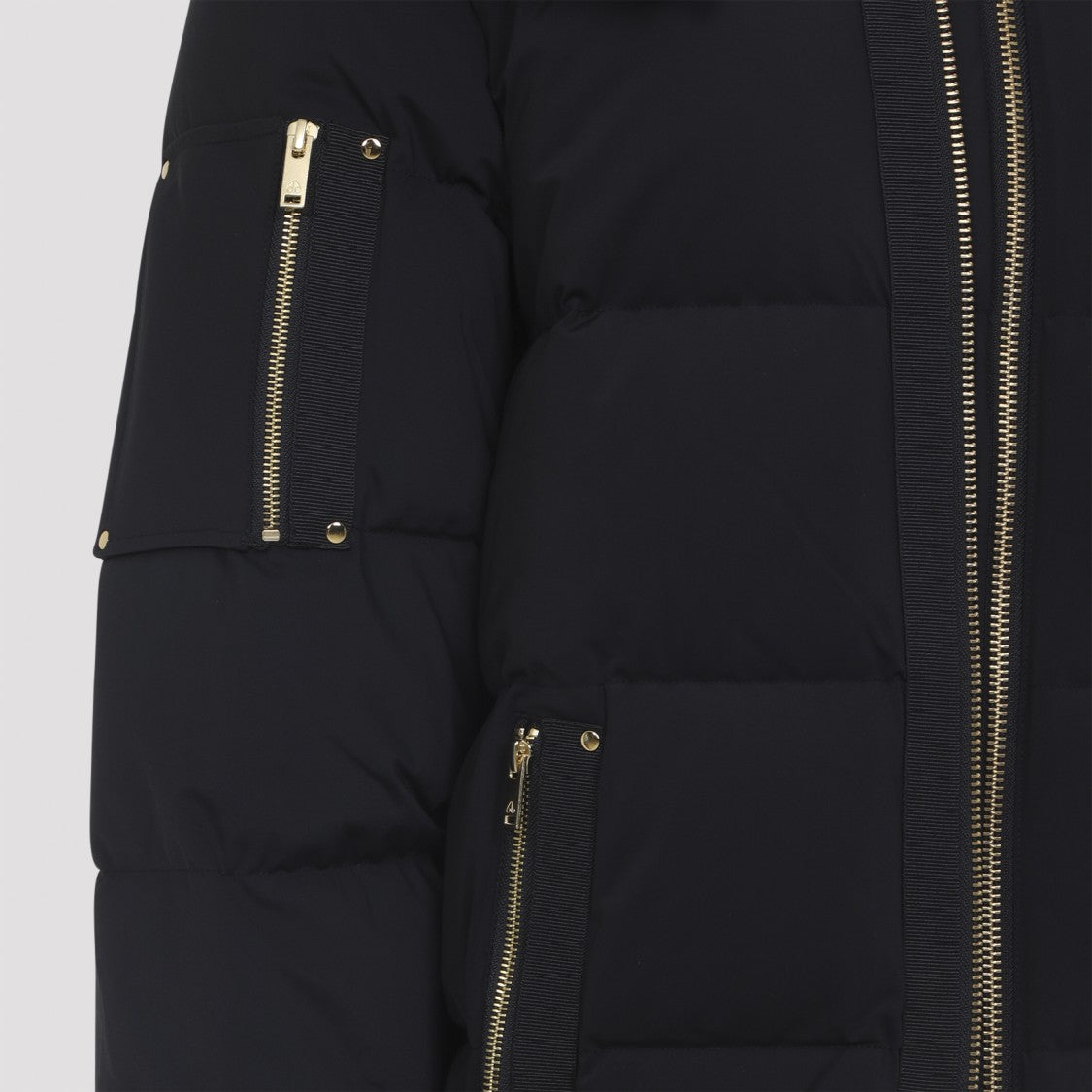 Moose Knuckles Hooded Padded Jacket With Quilted Design And Fur Trim