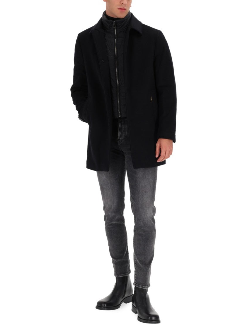 Moorer Classic Black Wool And Cashmere Blend Coat